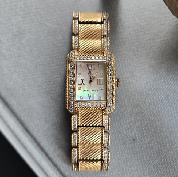 Judith Ripka Stainless Steel Gold Plate Diamonique Watch - Picture 1 of 6